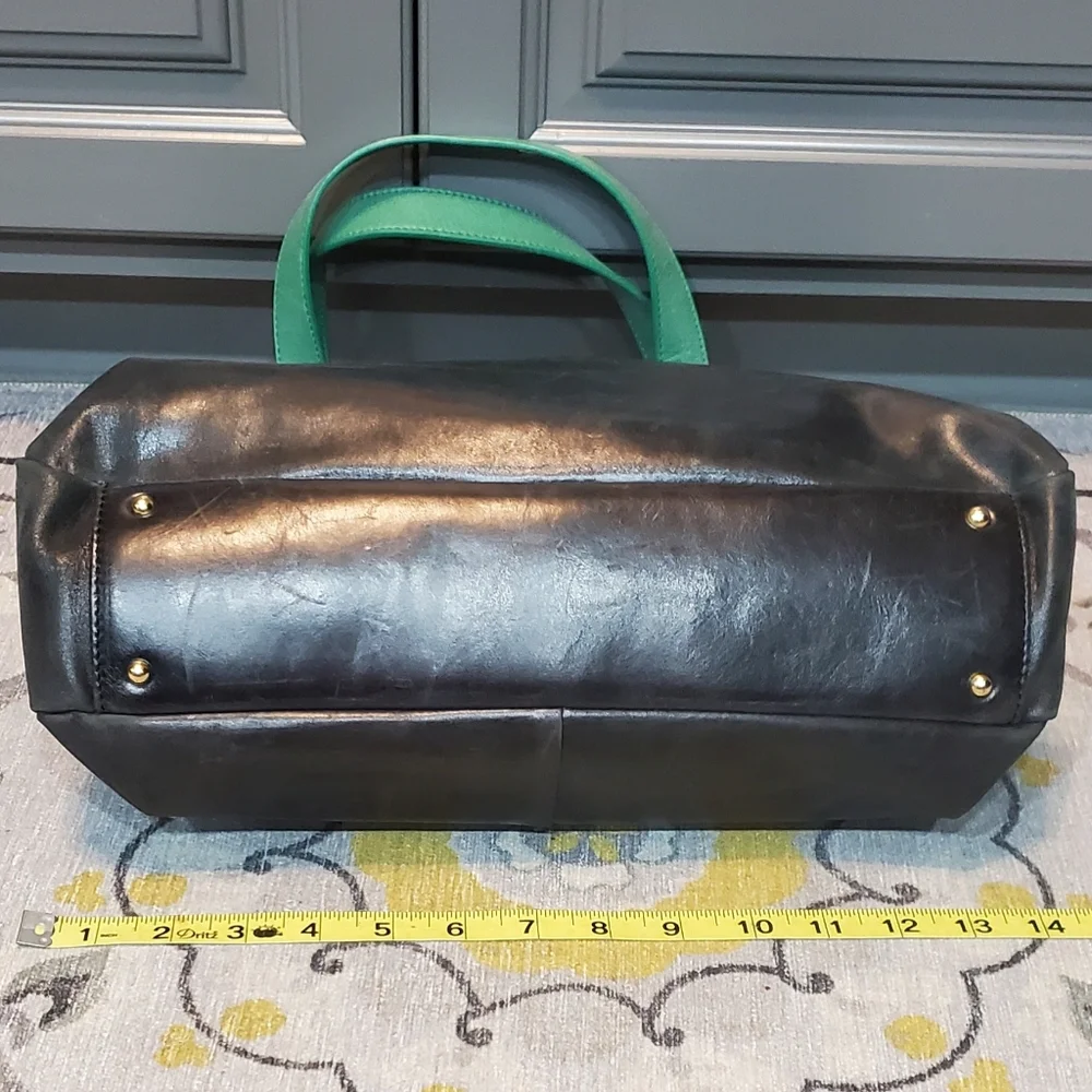 HOBO THE ORIGINAL TOTE BAG Two Tone Color Of Cow Leather ⚜️💚💙⚜️ - Picture 6 of 13